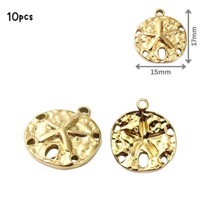 GP Stainless Steel Starfish Sand Dollar, 10pcs, 17x15x3mm, Ocean Sea Charms/Pendants, 0.85oz