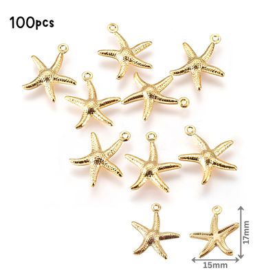 GP Stainless Steel Starfish, 100pcs, 17x15x2mm, Ocean Sea Charms/Pendants, 1.31oz
