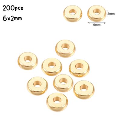 GP Stainless Steel Spacer Beads, 200pcs, 6x2mm Hole 1.8mm, Metal Beads, 2.40oz