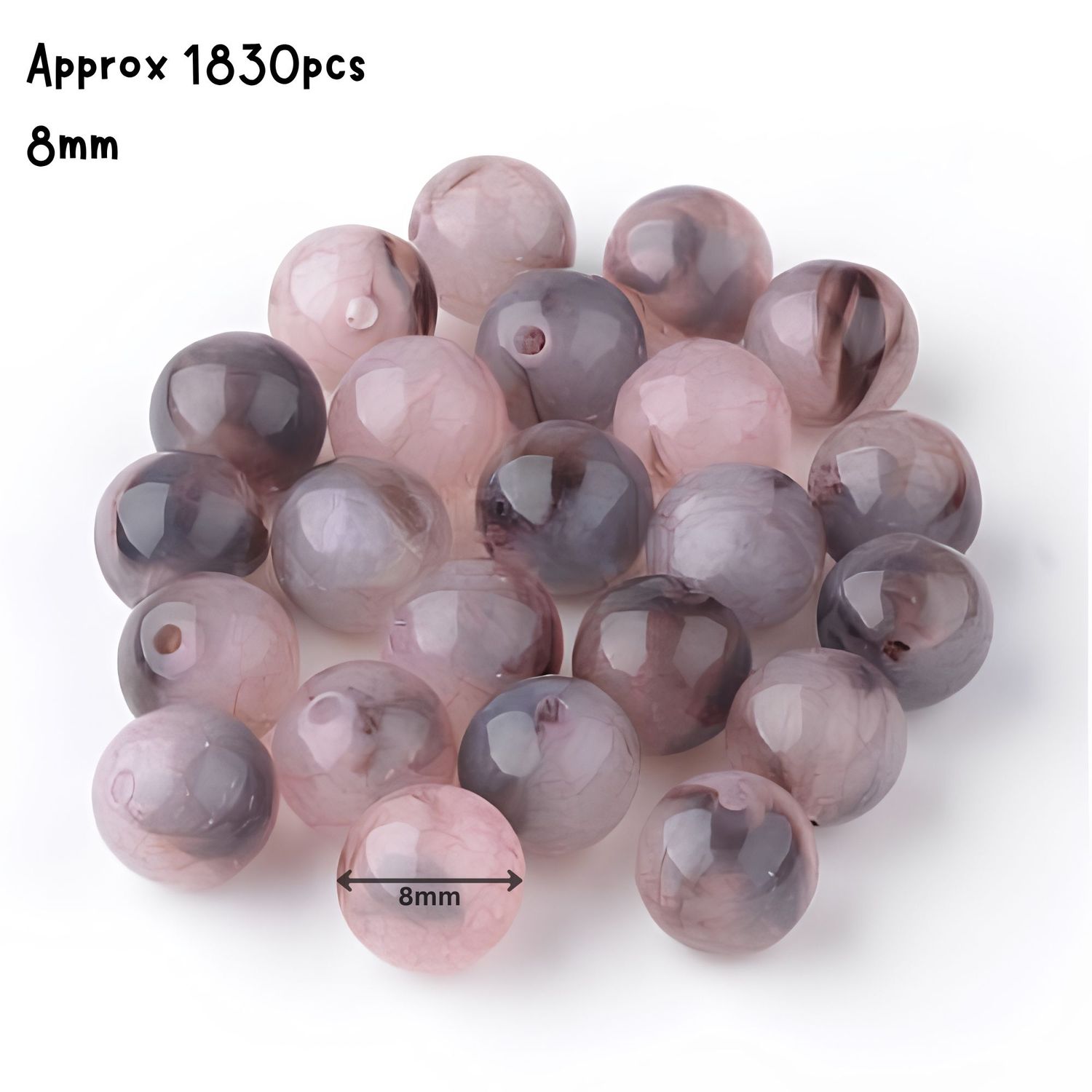 8mm Acrylic Beads, Pink Plum, Approx 1830pcs, Hole 1.5mm, 17.64oz