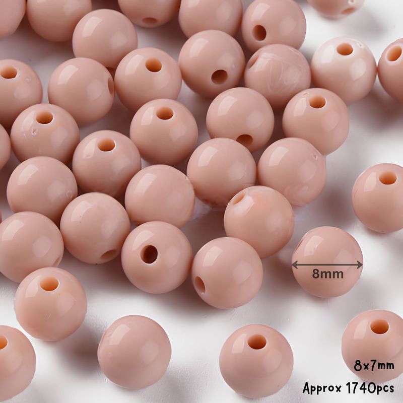 8mm Round Acrylic Beads, Peach Puff, Approx 1740pcs, Hole 2mm, 17.64oz