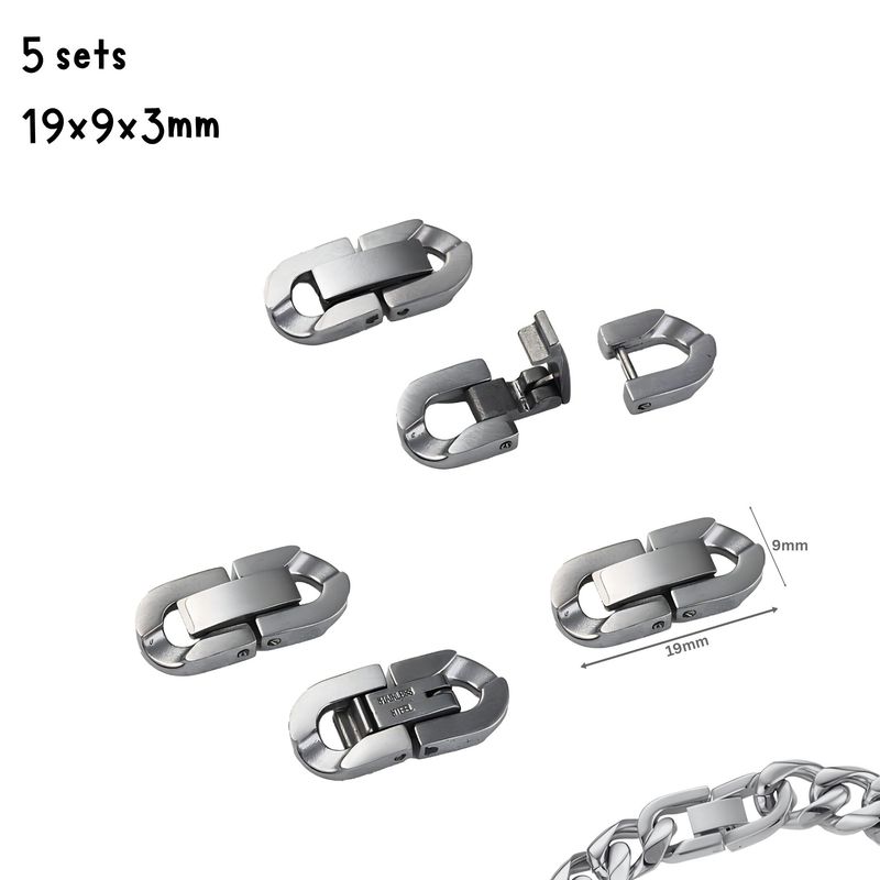 Stainless Steel Fold Over Clasps, 5 Sets, 19x9x3mm, Hole 2x3.5mm, 0.42oz
