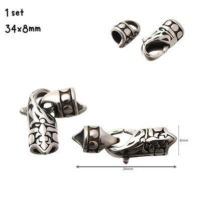 Stainless Steel Fold Over Clasps, 1 Set, 34x8mm, Hole 4x8mm, 0.25oz