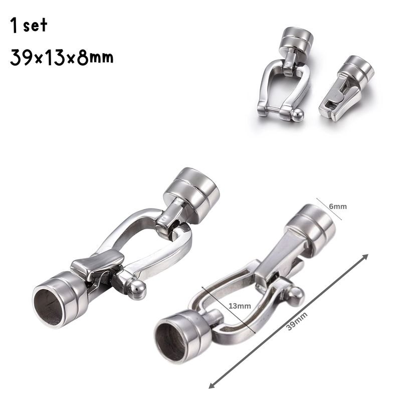 Stainless Steel Fold Over Clasps, 1 Set, 39x13x8mm, Hole 6mm, 0.25oz