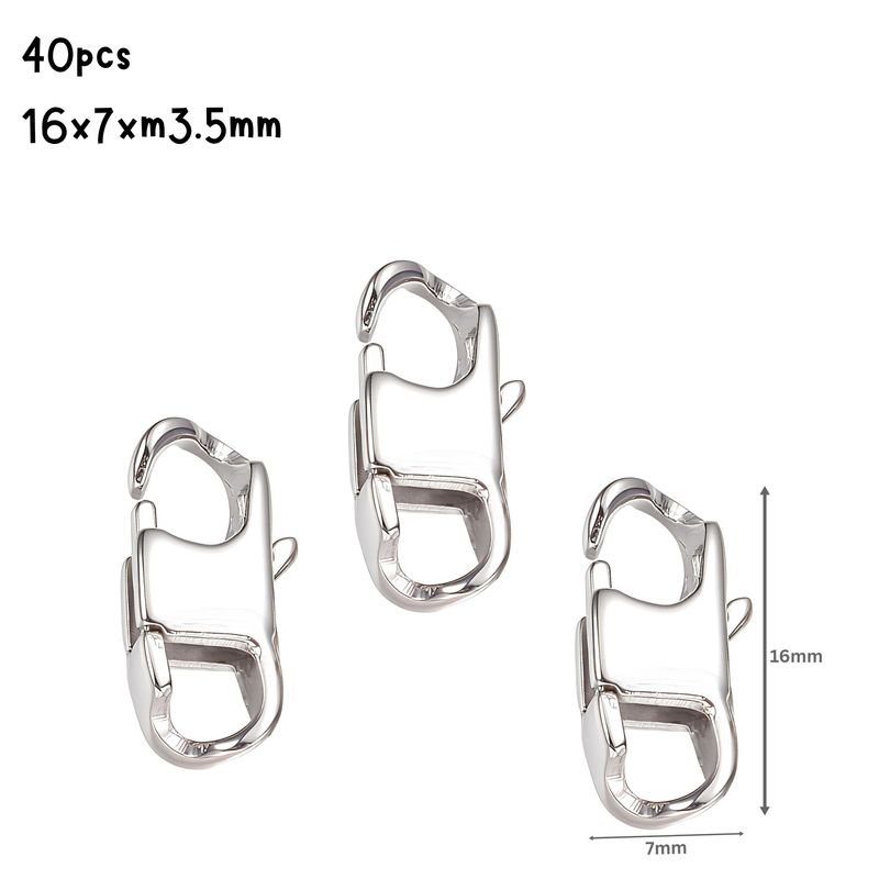 Stainless Steel Lobster Claw Clasps, 40pcs, 16x7x3mm, Hole 3x4mm, 2.33oz