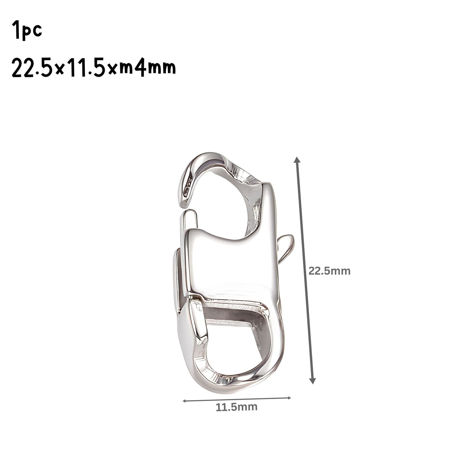 Stainless Steel Lobster Claw Clasps, 1pc, 22.5x11.5x4mm, Hole 5.5x6mm, 0.11oz