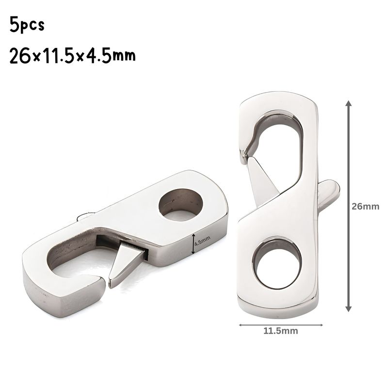 Stainless Steel Lobster Claw Clasps, 5pcs, 26x11.5x4.5mm, Hole 5.5x6mm, 0.95oz