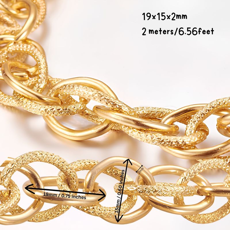 GP Aluminum Rope Cable Chain, 19x15x2mm, 2 Meters/6.56 Feet, 4.62oz