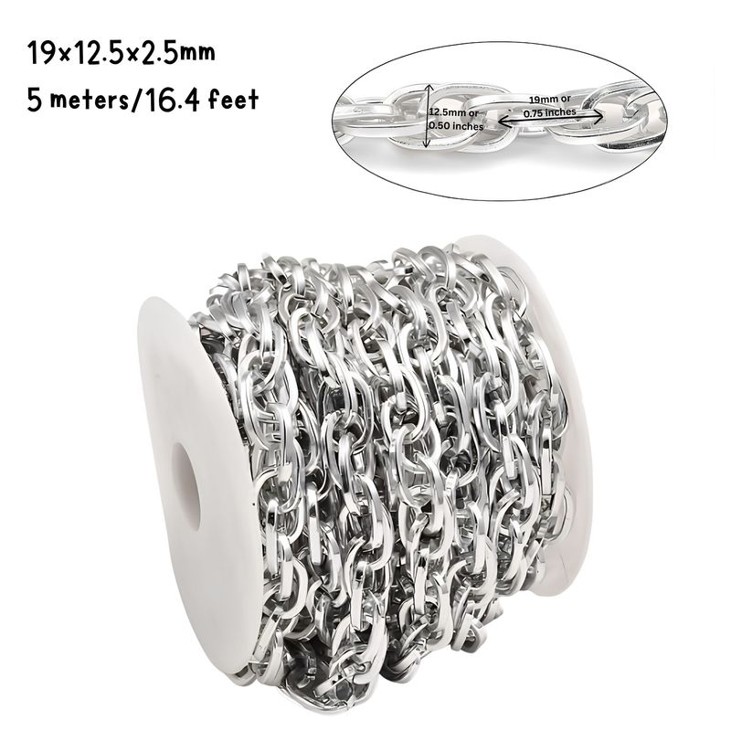Aluminum Rope Cable Chain, 19x12.5x2.5mm, 5 Meters/16.4 Feet, 17.39oz