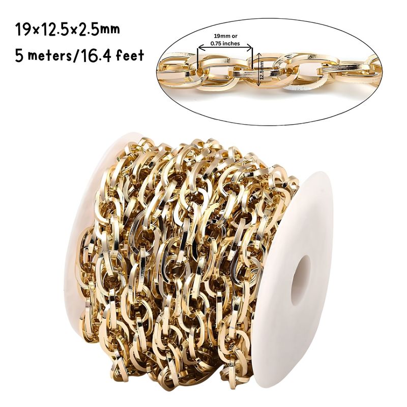 GP Aluminum Rope Cable Chain, 19x12.5x2.5mm, 5 Meters/16.4 Feet, 17.39oz