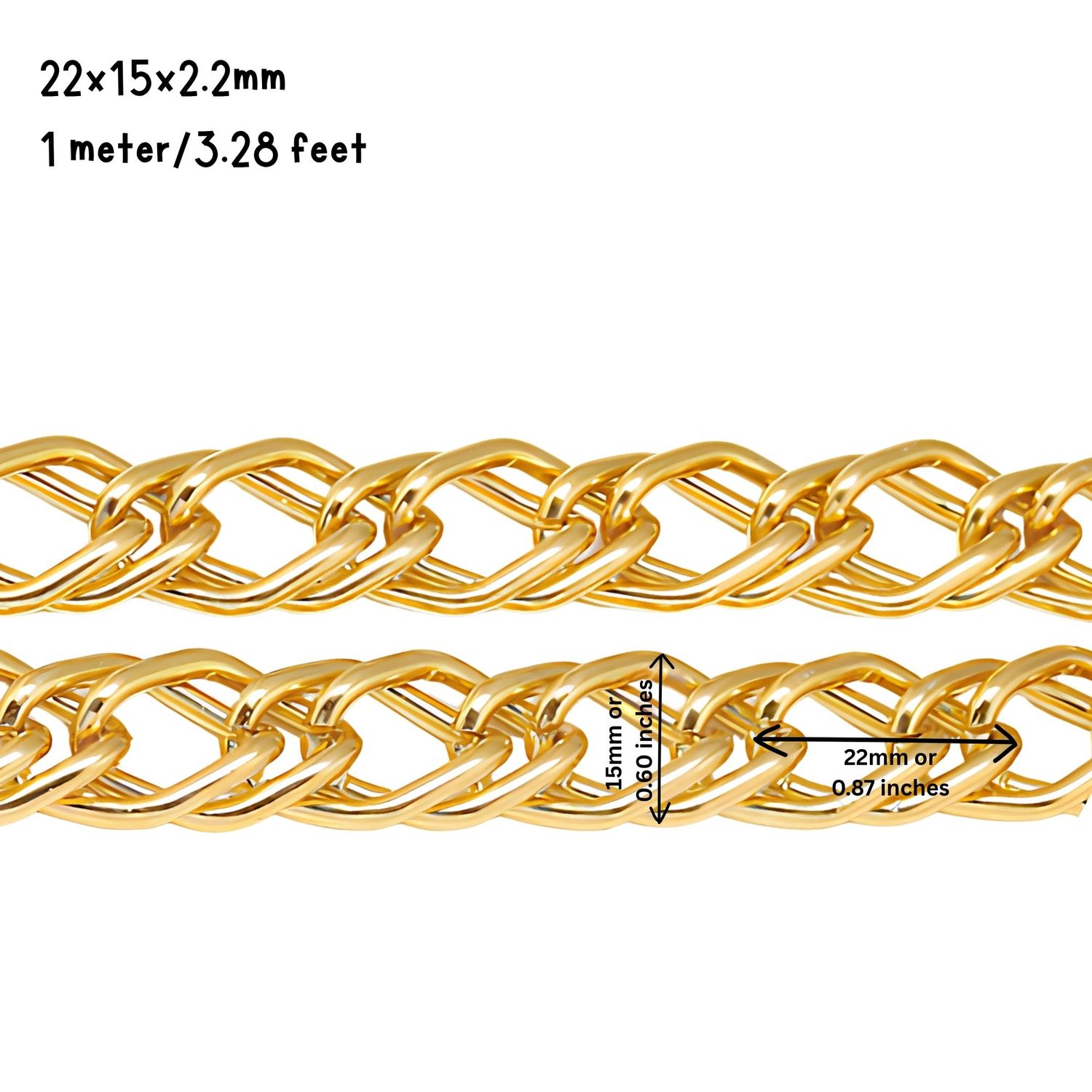 GP Aluminum Curb Chain, 22x15x2.2mm, 2 Meters/6.56 Feet, 2.79oz