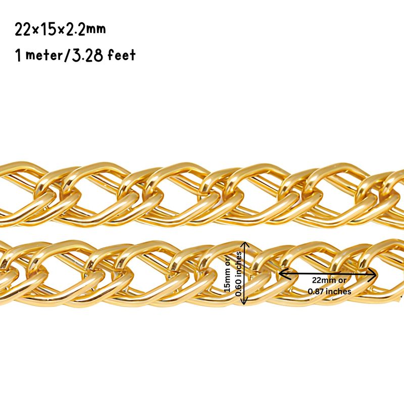 GP Aluminum Curb Chain, 22x15x2.2mm, 2 Meters/6.56 Feet, 2.79oz