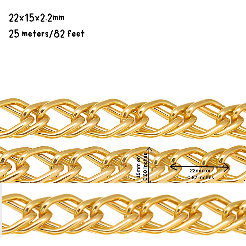 GP Aluminum Curb Chain, 22x15x2.2mm, 25 Meters/82.02 Feet, 62.68oz