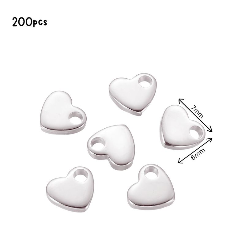 Stainless Steel Tiny Heart Charms, 200pcs, 6x7x1.5mm, Hole 1.6mm, 2.40oz