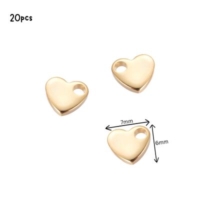 GP Stainless Steel Tiny Heart Charms, 20pcs, 6x7x1.5mm, Hole 1.6mm, 0.42oz