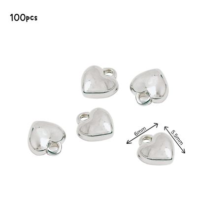 Stainless Steel Tiny Heart Charms, 100pcs, 6x5.5x2.5mm, Hole 1mm, 1.16oz