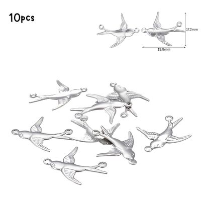 Stainless Steel Swallows, 10pcs, 20x17x0.5mm, Connectors, Links, 0.14oz