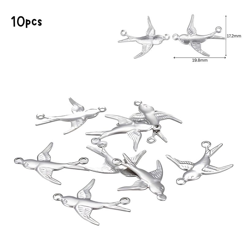 Stainless Steel Swallows, 10pcs, 20x17x0.5mm, Connectors, Links, 0.14oz