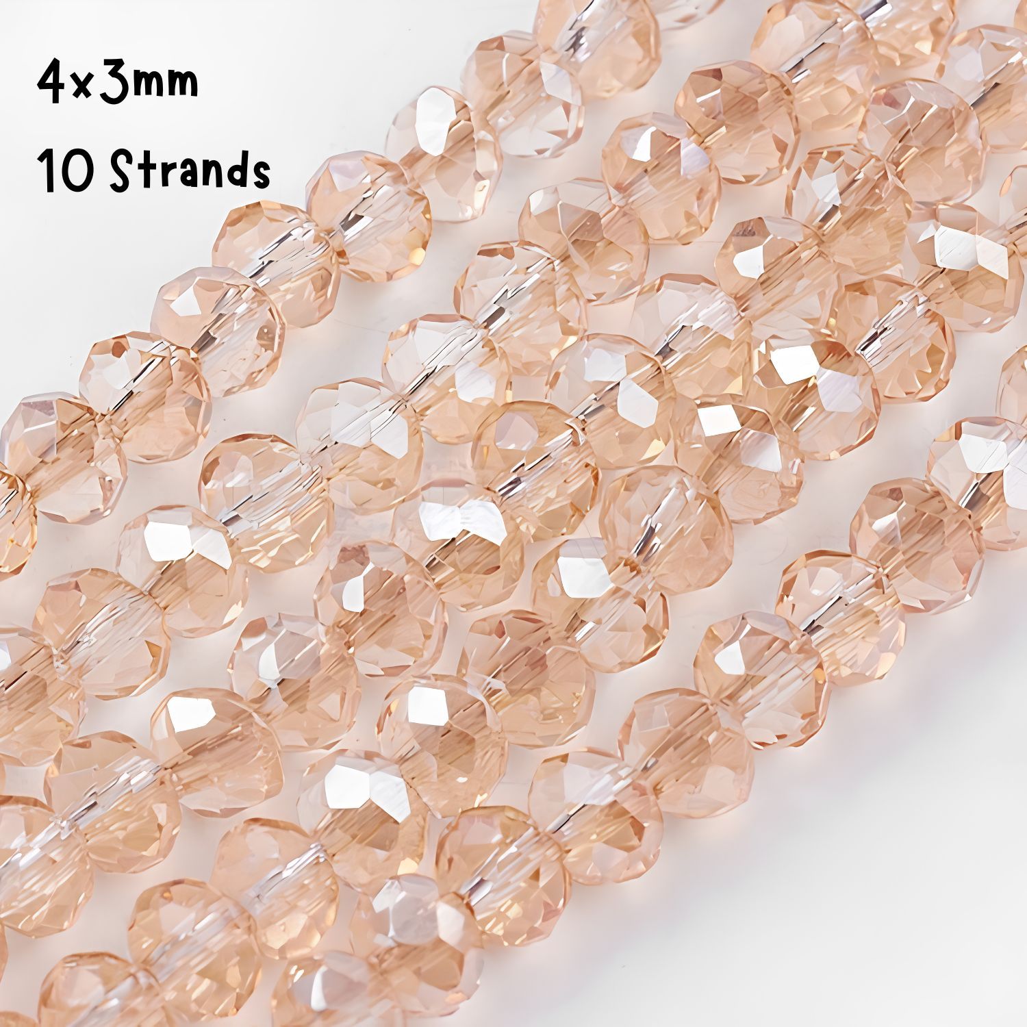 4x3mm Faceted Rondelles, 10 Strands, Approx 1100pcs, Transparent Pale Goldenrod, Hole 1mm, Glass Beads, 3.46oz