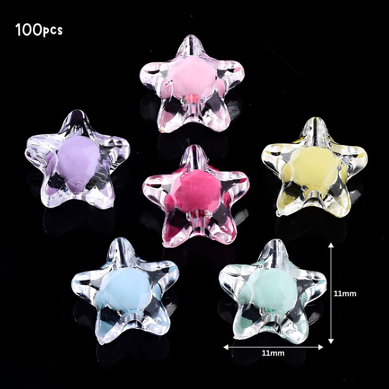 11x11x7mm Acrylic Beads, Stars, Mixed Colors, Approx 100pcs, Hole 2mm, Cell Phone Decor, 1.45oz