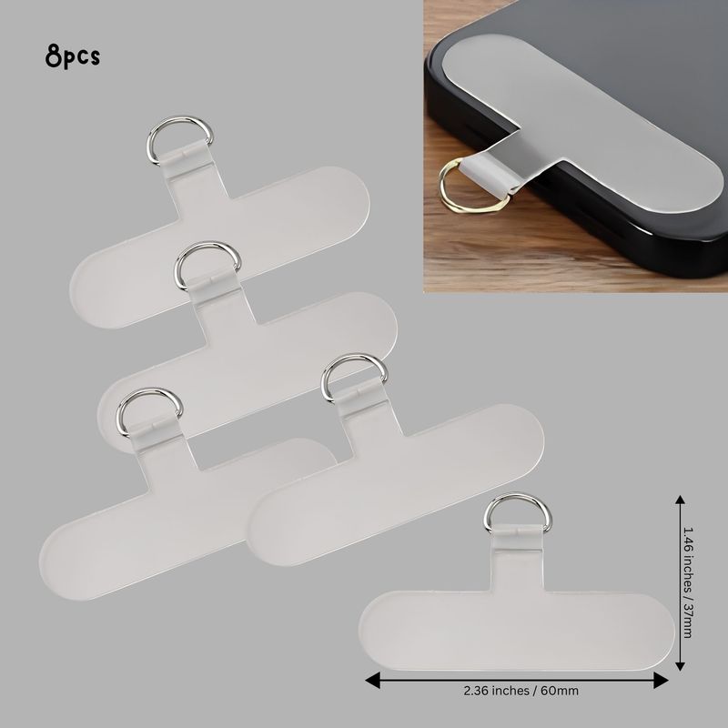 Cell Phone Straps Accessories, 8pcs, Clear, 3.7x6x0.25cm, Connectors/Links, 0.39oz