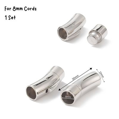 Stainless Steel Bayonet Clasp, 1 Set, 8mm Hole, 31x11x10mm, For 8mm Cords, 0.46oz