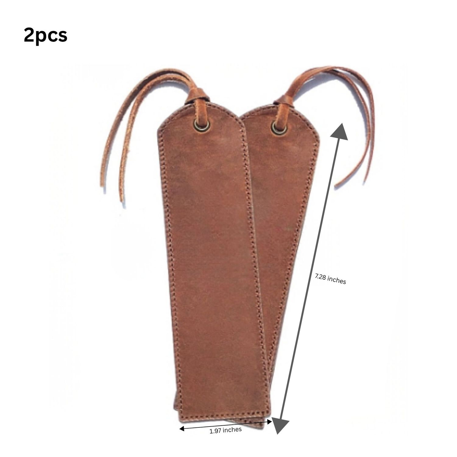 Bookmarks, Leather Sienna Brown, 2pcs, 185x50x1.8mm, (7.28"x1.28"), 1.20oz