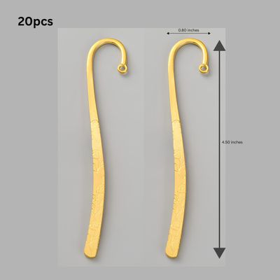 Bookmarks, Gold Plated Alloy, 20pcs, Hole 2.5mm, 114x20x2mm, (4.5"x0.80"), 2.43oz
