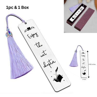 Bookmarks, Stainless Steel Rectangle, 1pc, 1 Box, Inspirational Words, 125x26mm, (4.92"x1"), 2.15oz