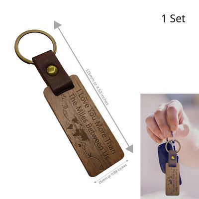 Key Rings, Walnut Wooden Rectangle Charms, Love You More, 1 Set, 115mm / 4.53 Inches, 0.35oz