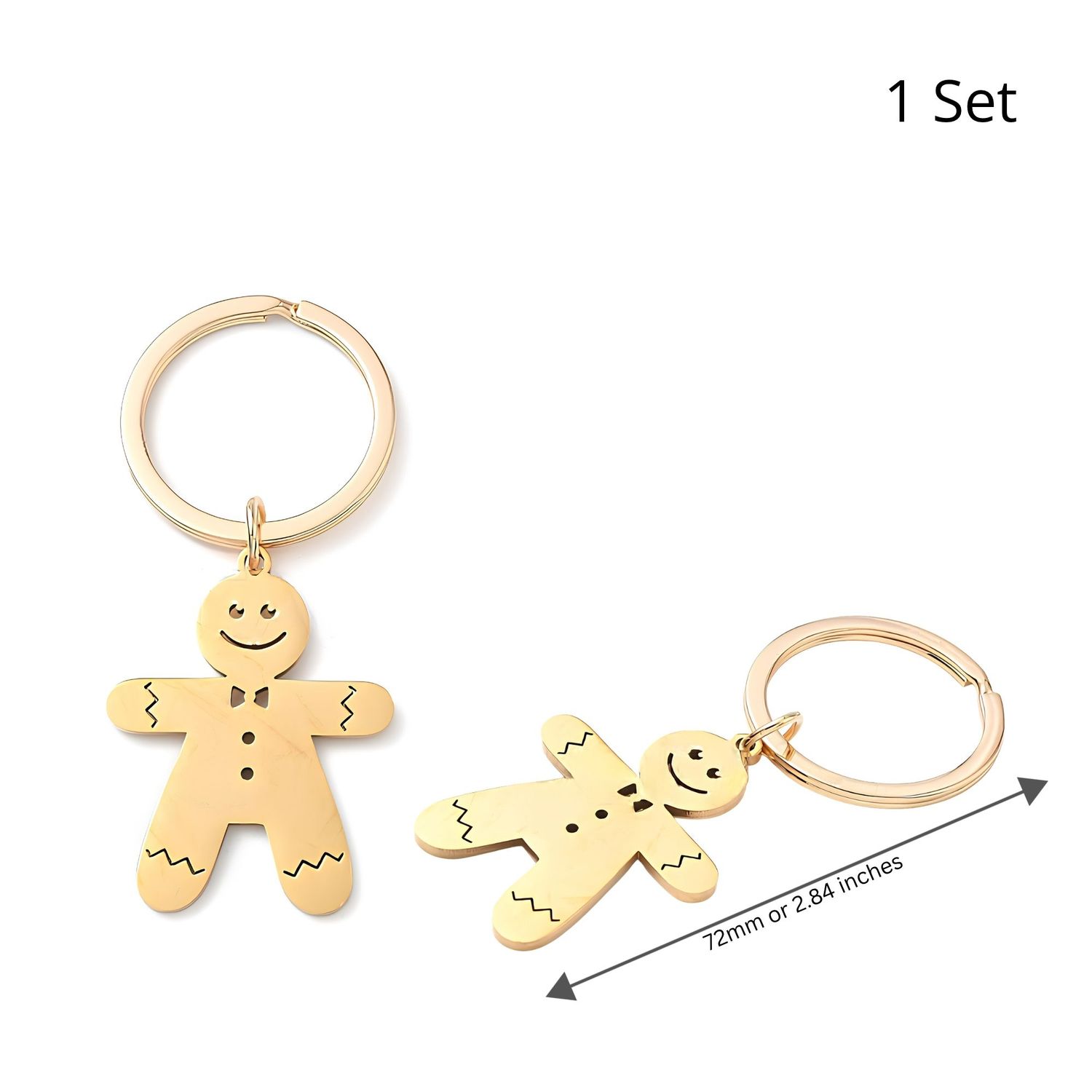 Key Rings, GP Stainless Steel Ginger Bread Charms, 1 Set, 72mm / 2.84 Inches, 0.46oz