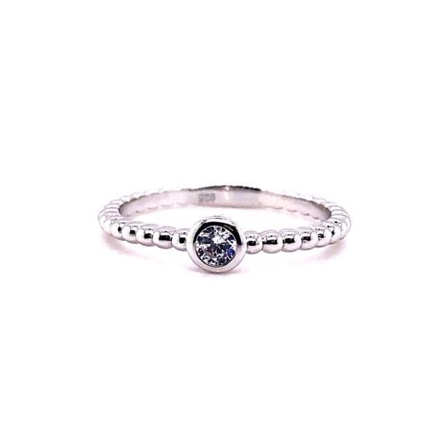 SS Cable with Round CZ Ring, Color: Clear CZ, Size: 8