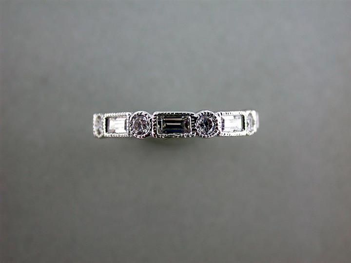 SS Thin CZ Stackable Ring, Color: Rect/Cir CZ, Size: 7