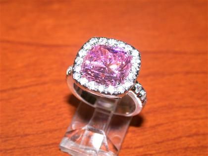 Pink CZ Sterling Silver Ring, Color: Pink, Size: 8