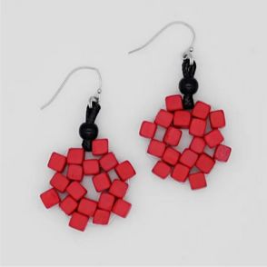 Red Elyse Beaded Earrings (LS23E04)