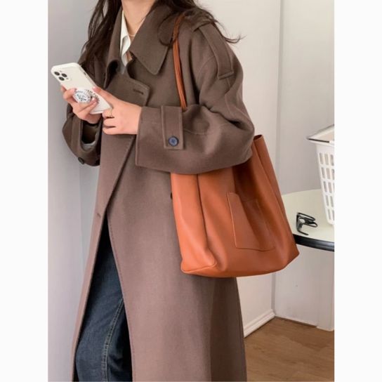 Large Tote Bag W/Cosmetic Pouch (P22164), Color: Caramel