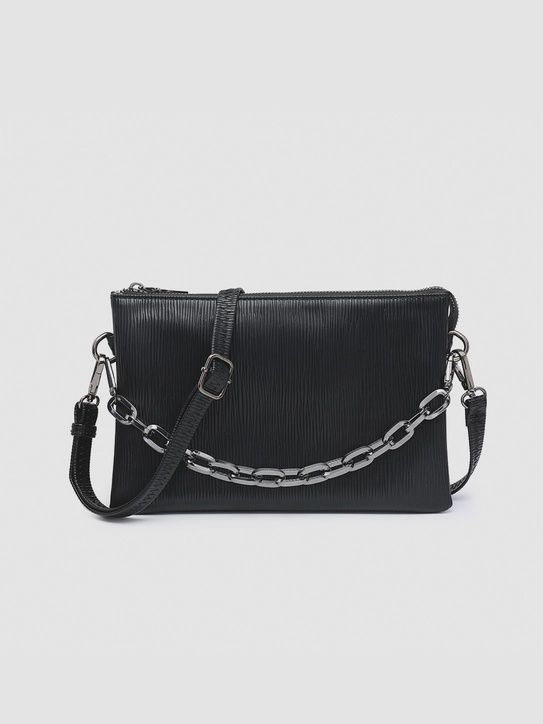 &quot;Izzy&quot; Medium Xbody Purse w/Chain Strap, Color: Black