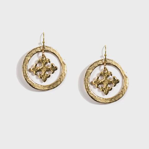 Maltese Cross in Circle Earrings