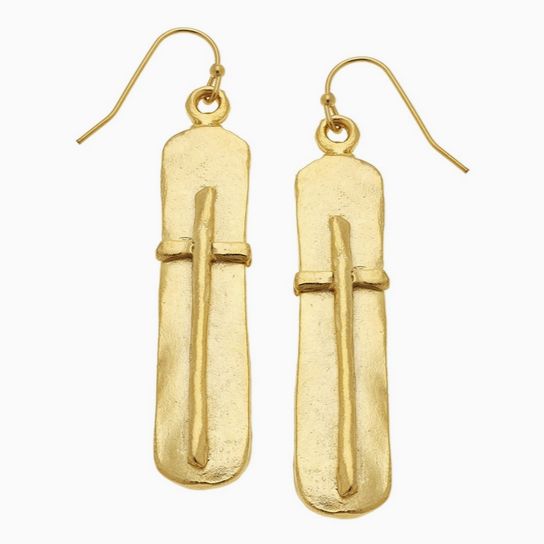 Bar with Cross Earrings (1915), Material: 24kt Gold Plated