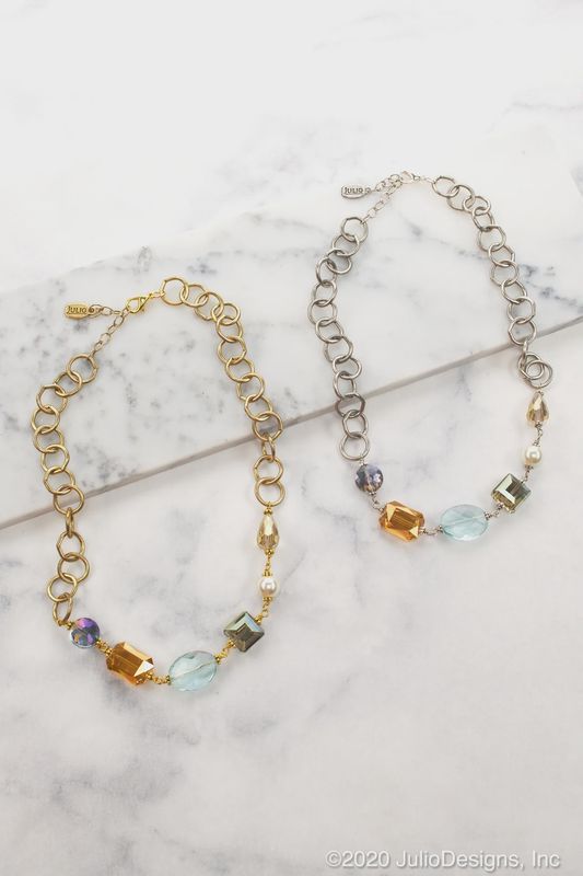 Julio &quot;Coretta&quot; Crystal &amp; Cable Chain Necklace
