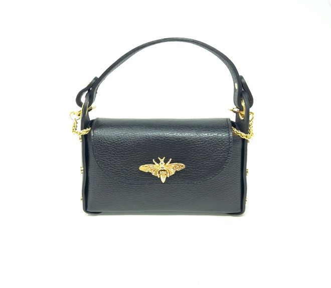Italian Leather Butterfly Mini Bag (GF1085), Color: Black