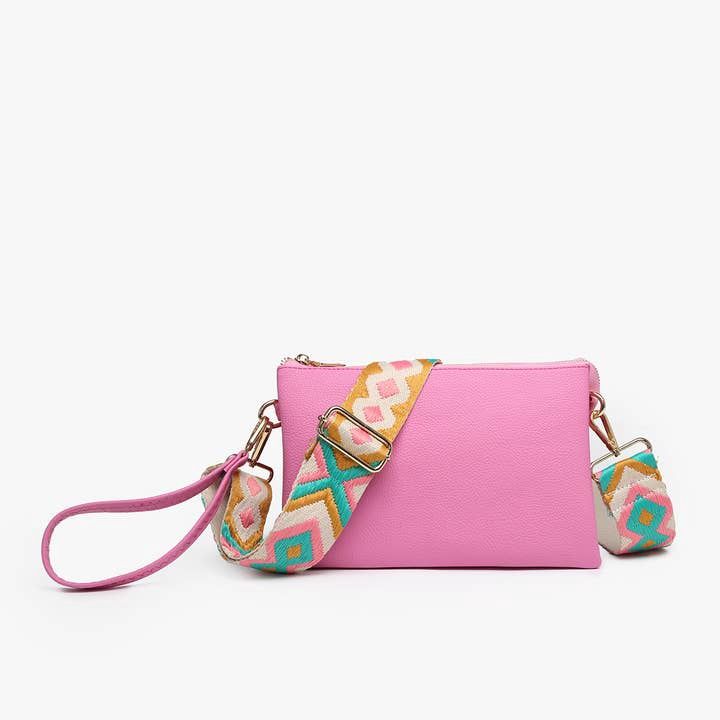 &quot;Izzy&quot; Medium Xbody Purse w/Guitar Strap, Color: Bubblegum