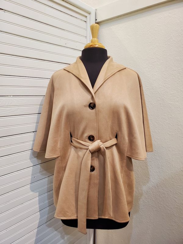 Boho Chic Cape Belted Jacket (112817) Taupe