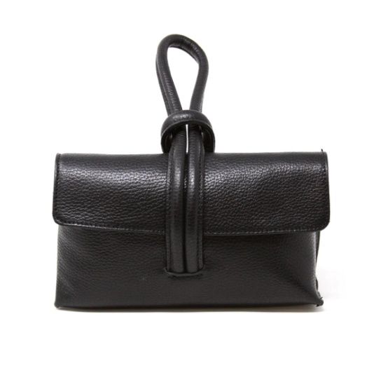 Italian Leather Wristlet Purse, Color: Black