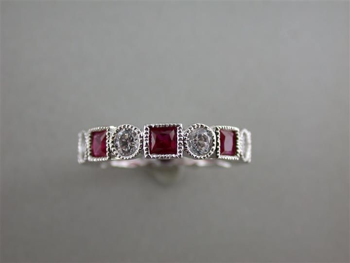 SS Ruby CZ Eternity Ring, Color: Ruby, Size: 7