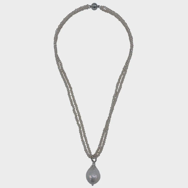 Crystals w/Edison Drop Pearl Necklace