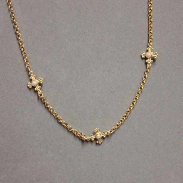 Pearl Cross Necklace (N157P)