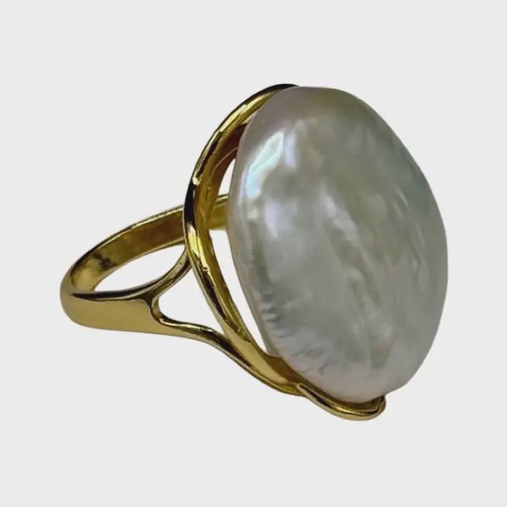 Pearl Medallion Adjustable Ring