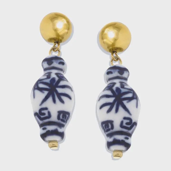 Blue &amp; White Porcelain Ginger Jar Earrings