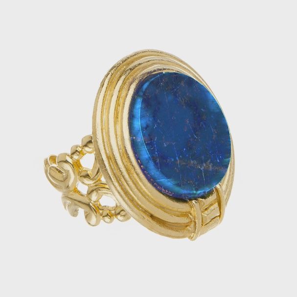 Roma Gold Ring, Material: Blue Lapis